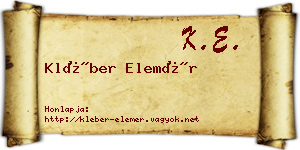 Kléber Elemér névjegykártya